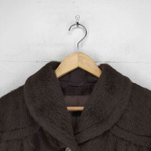 マックスマーラ MAX MARA 白タグ アルパカ&ウール シャギー ロングコート レディース US:8