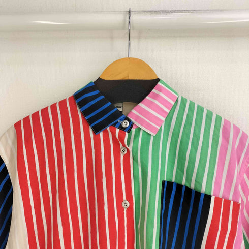 マリメッコ marimekko マルチカラーストライプ S/S シャツワンピース レディース import:XS