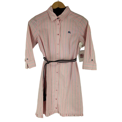 バーバリーブルーレーベル BURBERRY BLUE LABEL ベルテッド ストライプ シャツワンピース レディース JPN:38