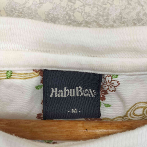 HABU BOX 和柄 袖プリントクルーネックTシャツ レディース M