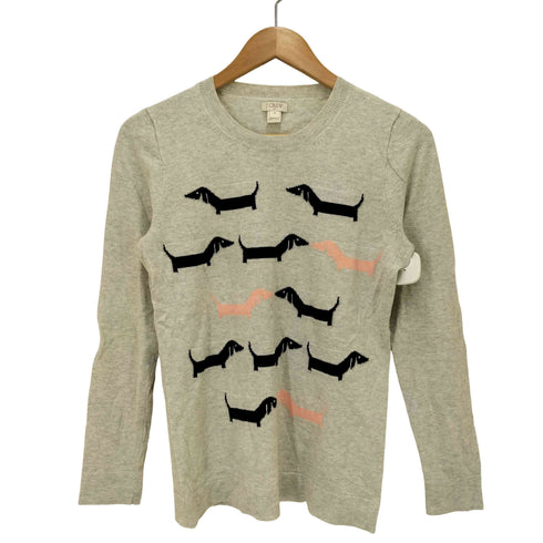 ジェイクルー J.CREW 犬柄 クルーネックコットンニット レディース import:XS