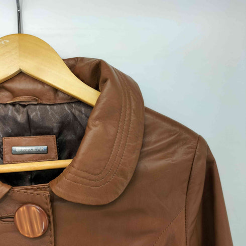 KIRCILAR リアルレザー 丸襟 ベルテッド コート レディース import:S