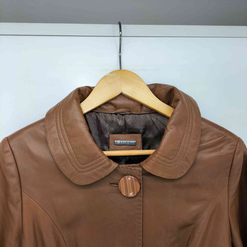 KIRCILAR リアルレザー 丸襟 ベルテッド コート レディース import:S