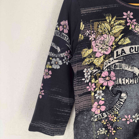 VANILLA SUGAR 花 スタッズ クルーネック七分袖カットソー Y2K レディース S