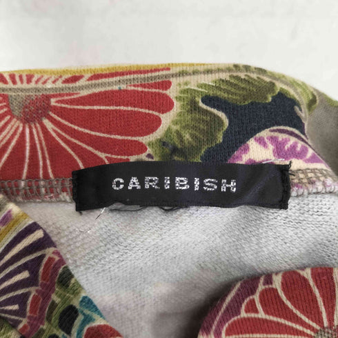 CARIBISH 和柄 チャイナボタン スタンドカラー七分袖カットソー レディース M