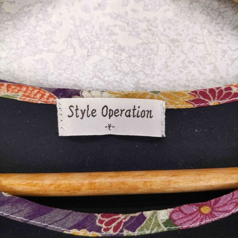 STYLE OPERATION 和柄切替七分袖カットソー レディース M