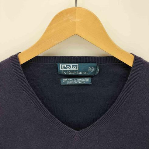 ポロバイラルフローレン Polo by RALPH LAUREN ポニー刺繍 ピマコットン Vネック ニット メンズ import:L