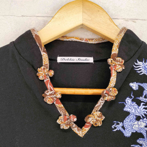 DEBBIE STUDIO 龍 和柄 チャイナボタンカットソー レディース M