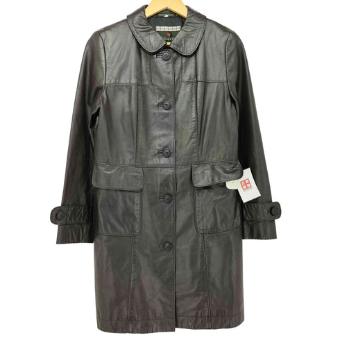 ザスコッチハウス The Scotch House カウレザー 丸襟 ステンカラーコート レディース JPN:9号