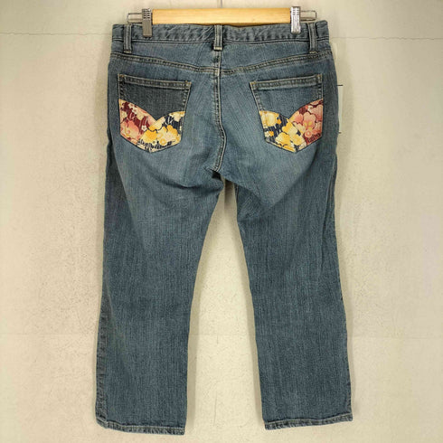 和柄刺繍 和柄 クロップドデニムパンツ レディース