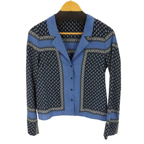 ザラ ZARA サテン ペイズリー柄 開襟シャツ レディース XS