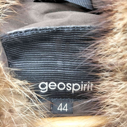 GEOSPIRIT イタリア製 ファー ダウン ベルテッド コート レディース JPN:44