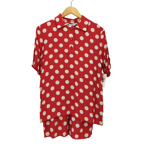 イヴサンローラン Yves Saint Laurent レーヨン 水玉 ドット ポロシャツ スカート セットアップ レディース M/M