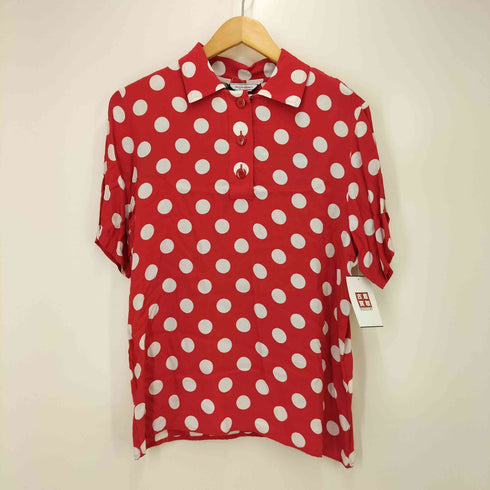 イヴサンローラン Yves Saint Laurent レーヨン 水玉 ドット ポロシャツ スカート セットアップ レディース M/M