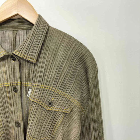 プリーツプリーズイッセイミヤケ PLEATS PLEASE ISSEY MIYAKE デニム転写 プリーツ ジャケット レディース JPN:4