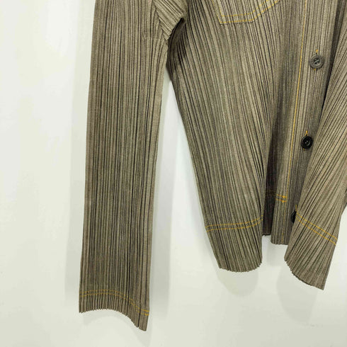 プリーツプリーズイッセイミヤケ PLEATS PLEASE ISSEY MIYAKE デニム転写 プリーツ ジャケット レディース JPN:4