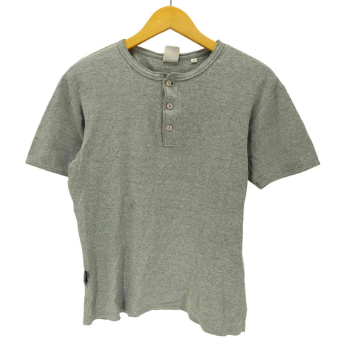アヴィレックス AVIREX リブ編み ヘンリーネック Tシャツ カットソー ステンシル メンズ import:L