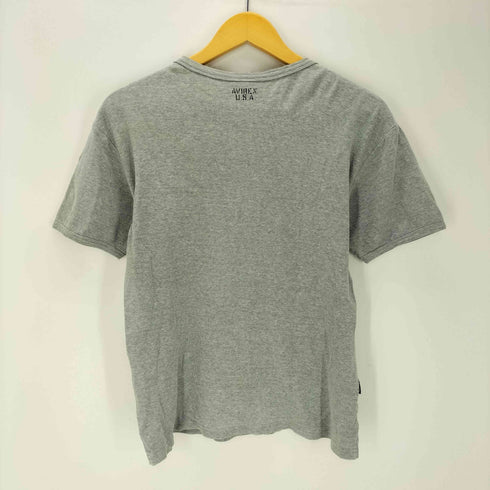 アヴィレックス AVIREX リブ編み ヘンリーネック Tシャツ カットソー ステンシル メンズ import:L
