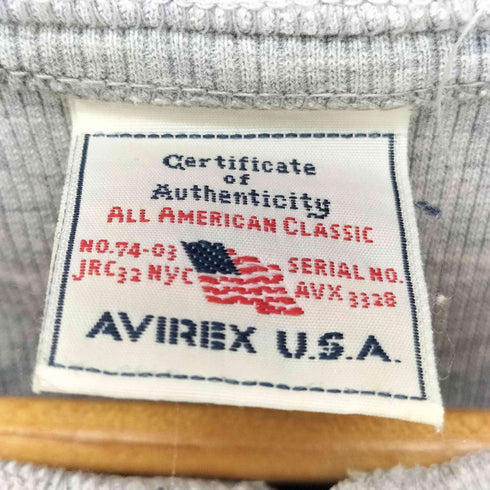 アヴィレックス AVIREX リブ編み ヘンリーネック Tシャツ カットソー ステンシル メンズ import:L