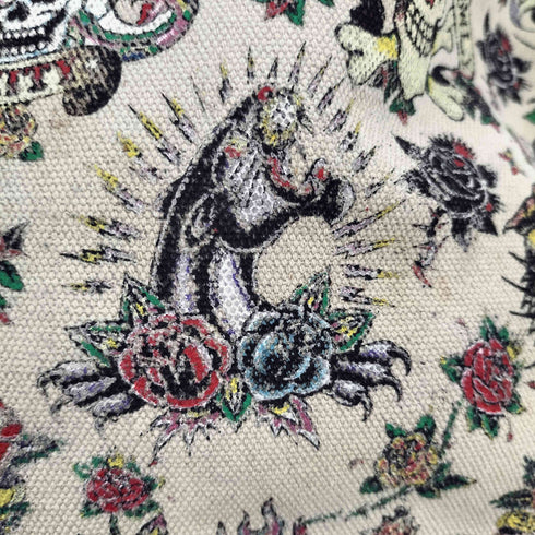 エドハーディー Ed Hardy 総柄 スカル プリントキャンバストートバッグ Y2K グランジ メンズ