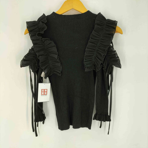 トッコクローゼット tocco closet りぼん付きシフォンプリーツ切り替えリブニットプルオーバー レディース JPN:M