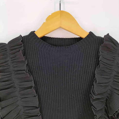 トッコクローゼット tocco closet りぼん付きシフォンプリーツ切り替えリブニットプルオーバー レディース JPN:M