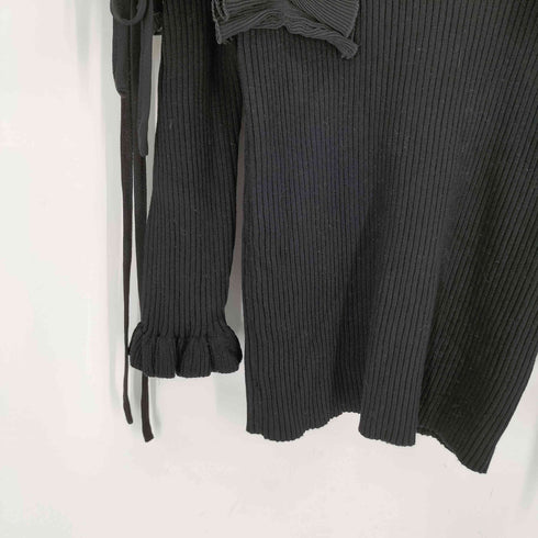 トッコクローゼット tocco closet りぼん付きシフォンプリーツ切り替えリブニットプルオーバー レディース JPN:M