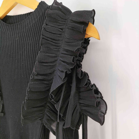 トッコクローゼット tocco closet りぼん付きシフォンプリーツ切り替えリブニットプルオーバー レディース JPN:M