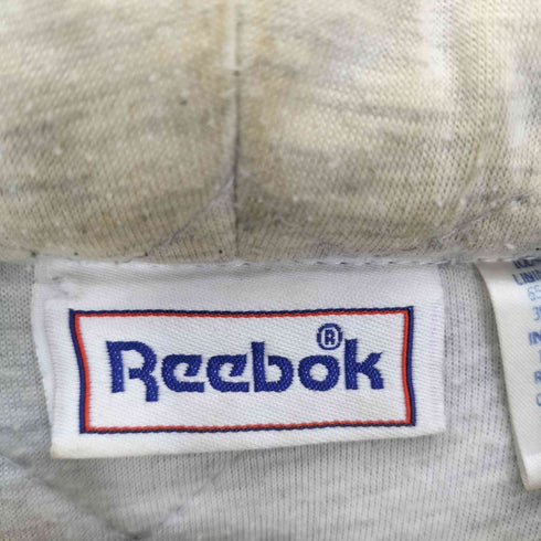 リーボック Reebok 90S ビックロゴ刺繍 裏地 キルト ジップアップ フーデット ブルゾン ジャケット メンズ import:M