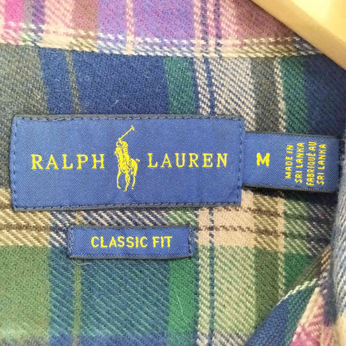 ラルフローレン RALPH LAUREN マドラスチェック BD ネルシャツ メンズ import:M