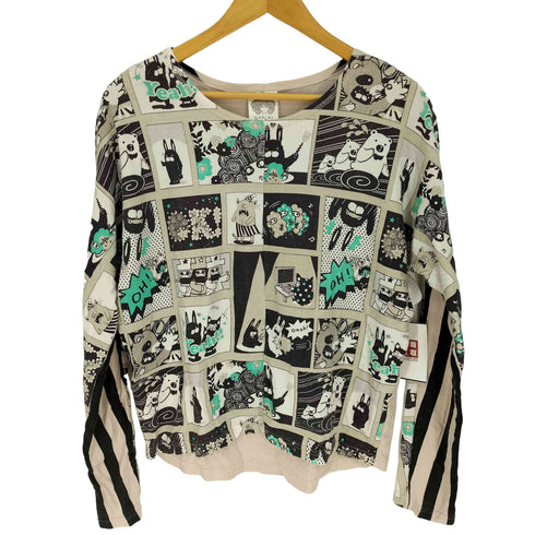 スカラー ScoLar 総柄 クルーネック L/S Tシャツ レディース JPN:M