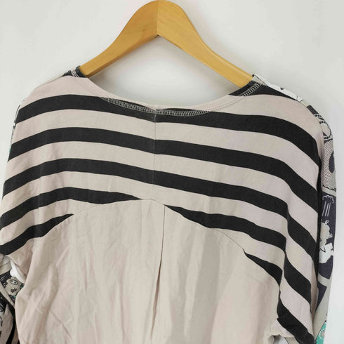 スカラー ScoLar 総柄 クルーネック L/S Tシャツ レディース JPN:M