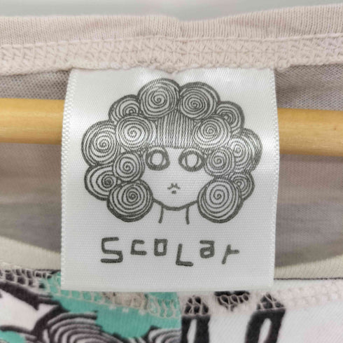 スカラー ScoLar 総柄 クルーネック L/S Tシャツ レディース JPN:M
