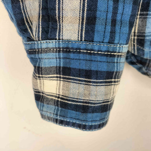 M ウォッシュド加工 インディゴ チェックシャツ メンズ JPN:S