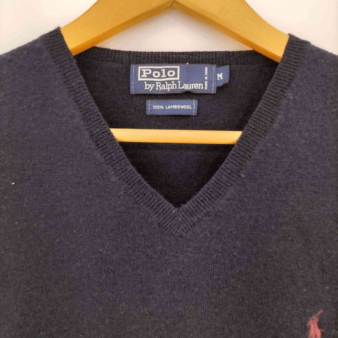 ポロバイラルフローレン Polo by RALPH LAUREN 90s~00s ポニー刺繍 ウール Vネック ニットベスト メンズ import:M