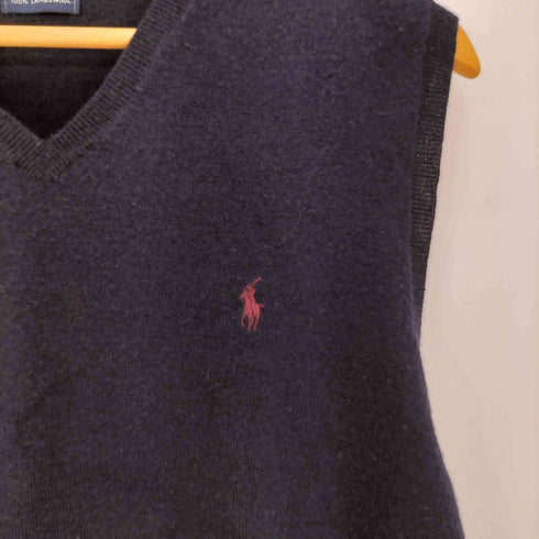 ポロバイラルフローレン Polo by RALPH LAUREN 90s~00s ポニー刺繍 ウール Vネック ニットベスト メンズ import:M