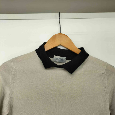 ジョンスメドレー JOHN SMEDLEY 英国製 襟付き バイカラー クレリック コットン ニット レディース import:S