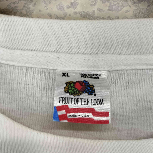 フルーツオブザルーム FRUIT OF THE LOOM 90S USA製 シングルステッチ フロントプリント クルーネック 半袖Tシャツ カットソー メンズ XL