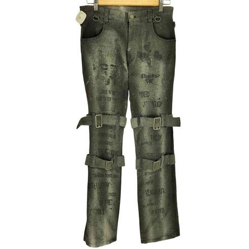 INTERNATIONAL WORLD JEANS グラフィックプリント マルチベルト デニムパンツ Y2K メンズ