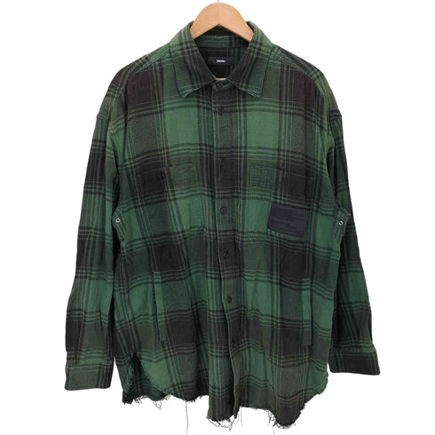 ディーゼル DIESEL 加工チェック柄カットオフオーバーサイズネルシャツ メンズ JPN:M