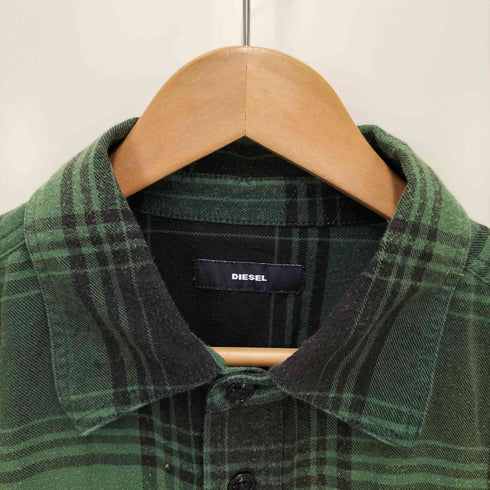 ディーゼル DIESEL 加工チェック柄カットオフオーバーサイズネルシャツ メンズ JPN:M