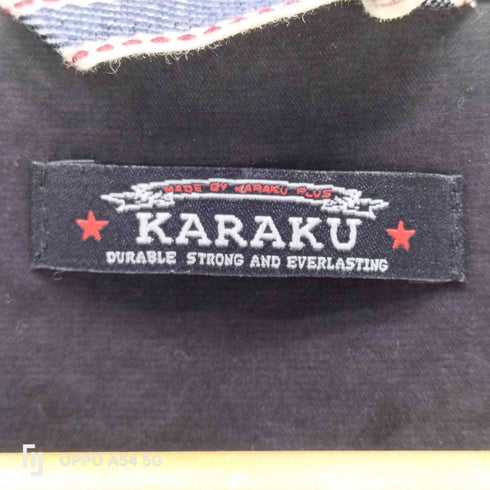 karaku 着物柄 波模様 シャツ メンズ XL