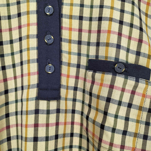 ダックス DAKS フロントチェック切替ニットポロシャツ メンズ M