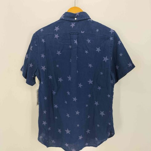 ラルフローレン RALPH LAUREN CLASSIC FIT 星柄 リネン 100 マチ付き ボタンダウン S/S シャツ メンズ import:XS