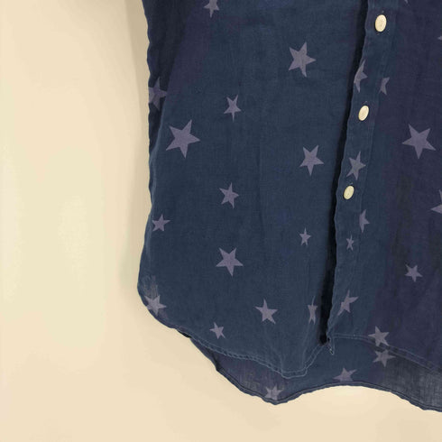 ラルフローレン RALPH LAUREN CLASSIC FIT 星柄 リネン 100 マチ付き ボタンダウン S/S シャツ メンズ import:XS
