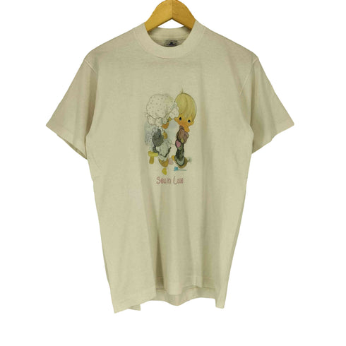 フルーツオブザルーム FRUIT OF THE LOOM 90s- 袖裾シングル SEW IN LOVE フロントプリントクルーネックTシャツ メンズ M
