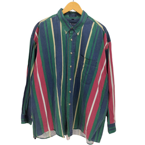 ヴァンヒューゼン VAN HEUSEN 90S マルチ ストライプ ボタンダウン L/S シャツ メンズ import:XL