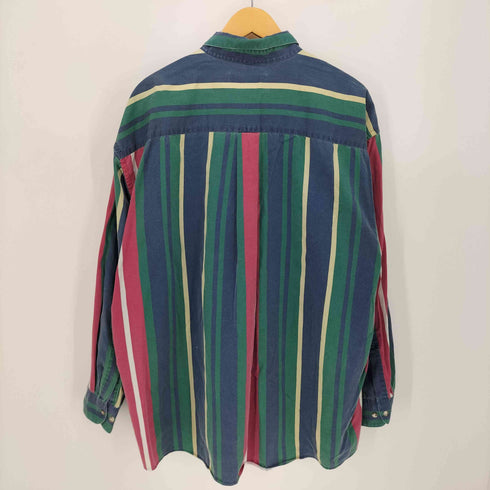ヴァンヒューゼン VAN HEUSEN 90S マルチ ストライプ ボタンダウン L/S シャツ メンズ import:XL
