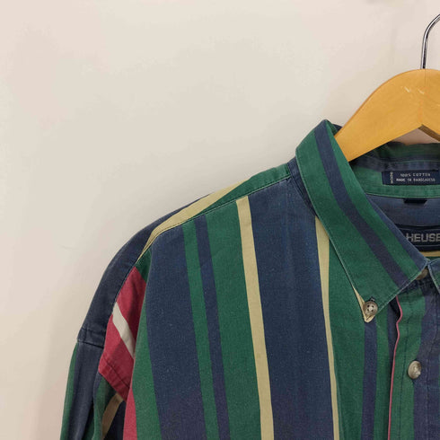 ヴァンヒューゼン VAN HEUSEN 90S マルチ ストライプ ボタンダウン L/S シャツ メンズ import:XL