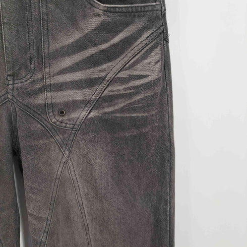 NO/FAITH STUDIOS ステッチデザイン フェード加工 ワイド ブーツカットデニムパンツ メンズ JPN:S